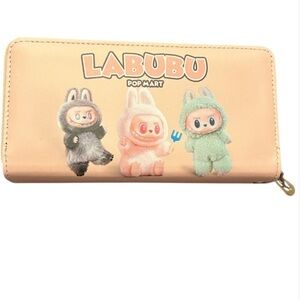 Labubu Pop Mart Wallet/Wristlet with Cute Characters. Light Peach color.